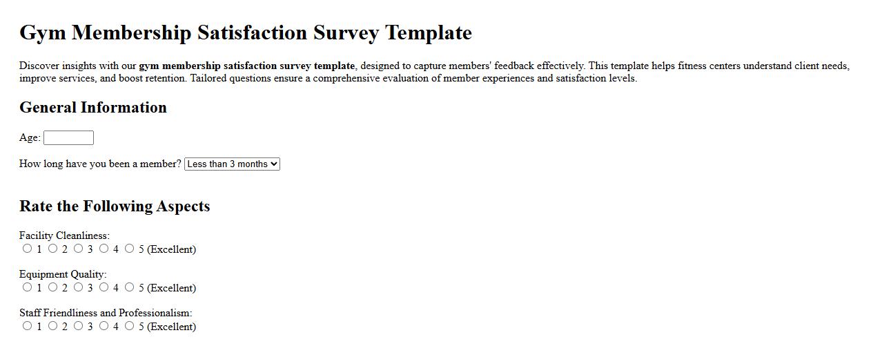 gym membership satisfaction survey template image preview