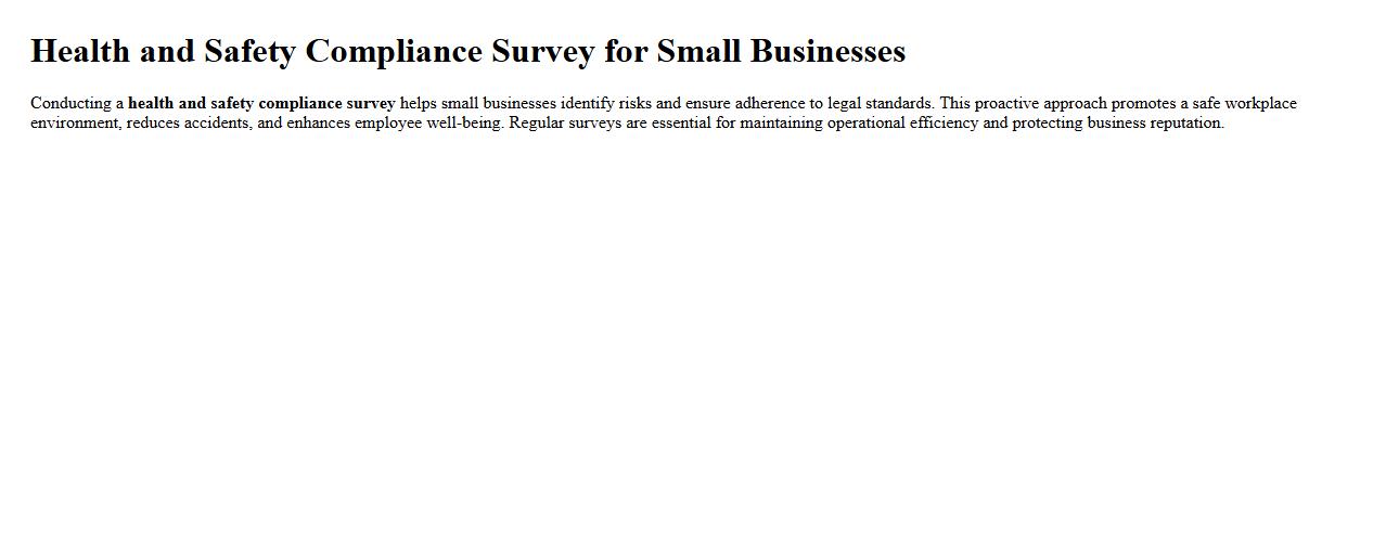 Health and safety compliance survey for small businesses image preview