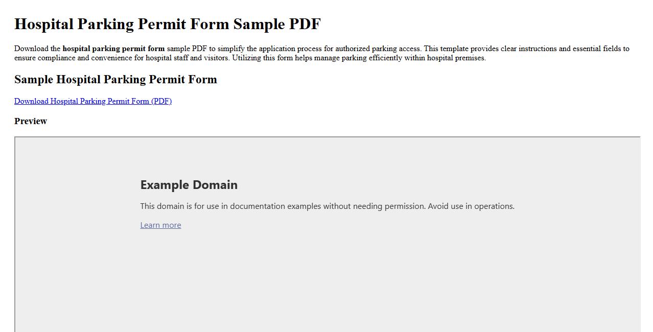 hospital parking permit form sample pdf image preview