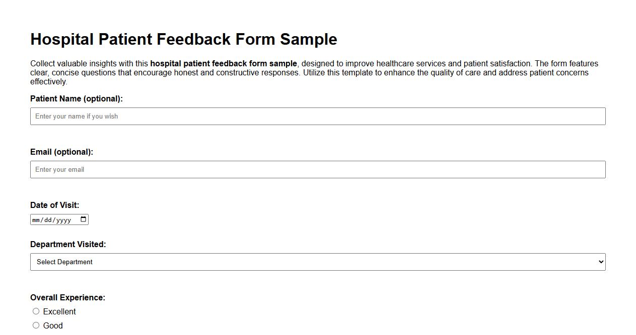 hospital patient feedback form sample image preview