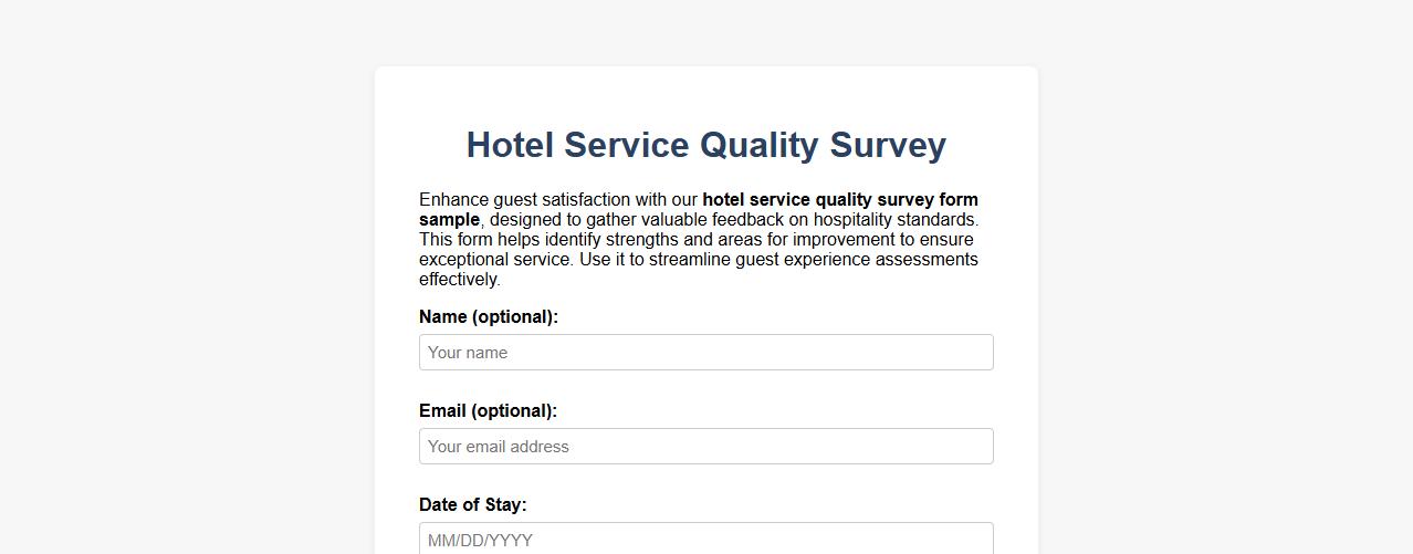 hotel service quality survey form sample image preview