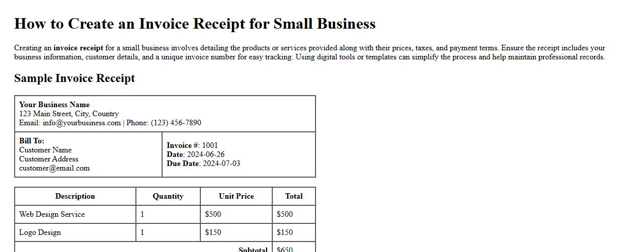 how to create an invoice receipt for small business image preview
