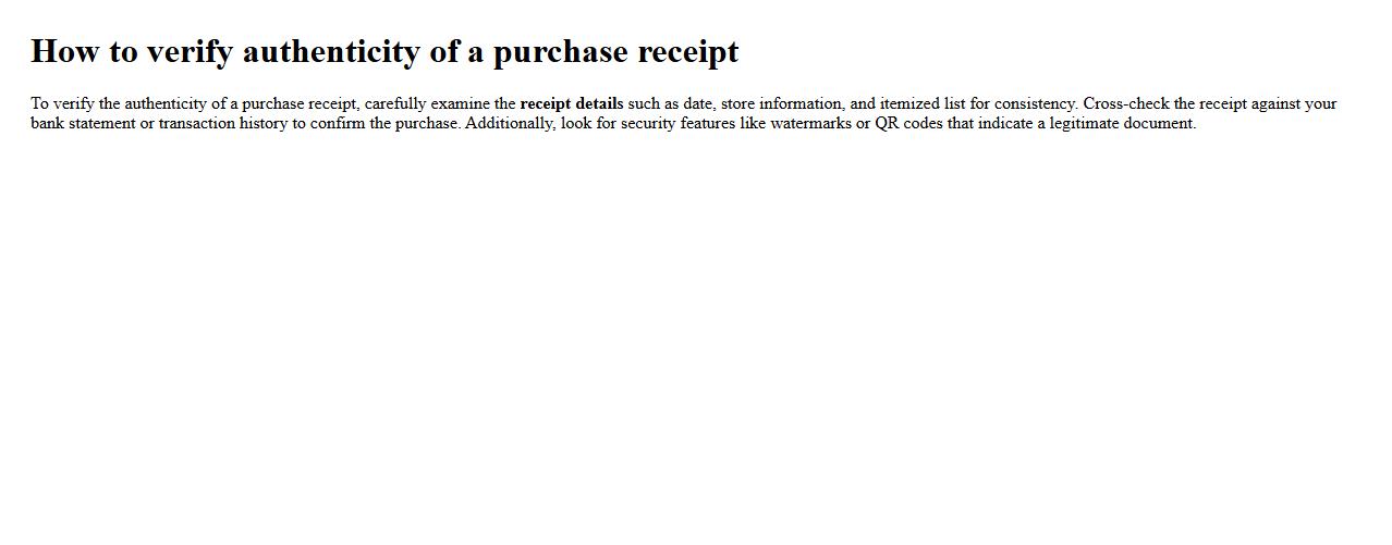 How to verify authenticity of a purchase receipt image preview