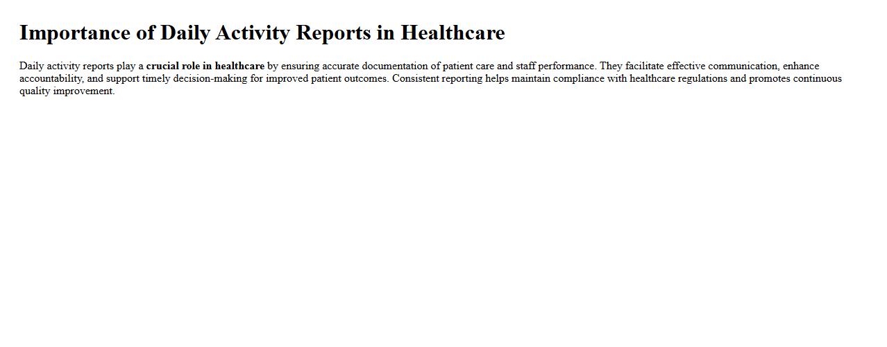 importance of daily activity reports in healthcare image preview
