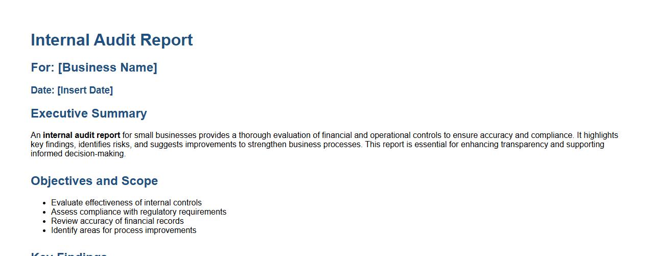 Internal audit report for small businesses image preview