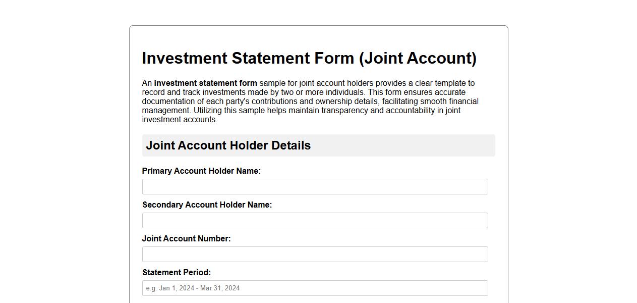 Investment statement form sample for joint account holders image preview
