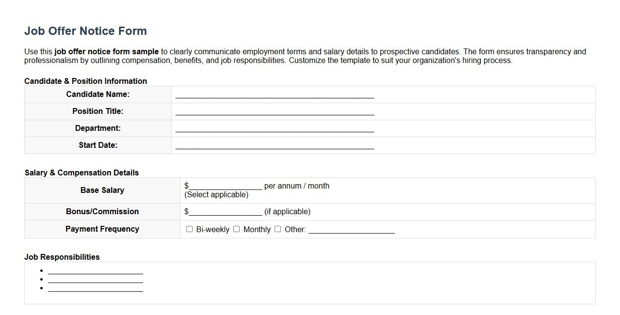 job offer notice form sample with salary details image preview
