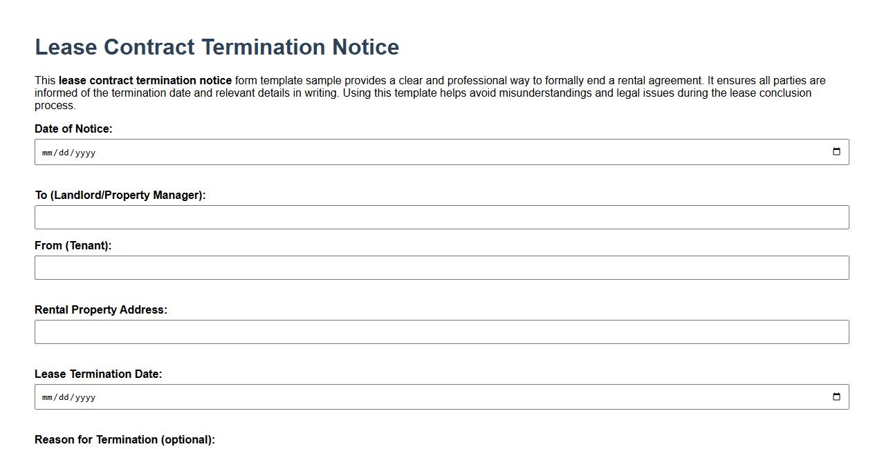 Lease contract termination notice form template sample image preview