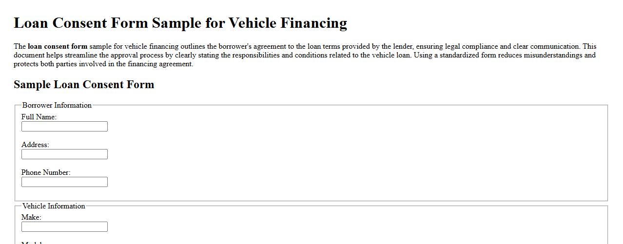 loan consent form sample for vehicle financing image preview