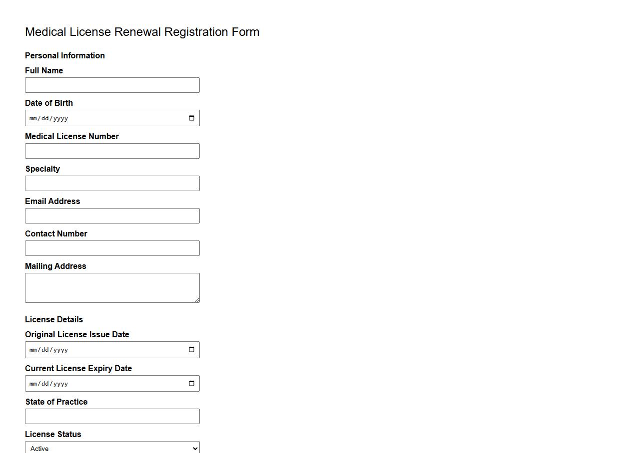 medical license renewal registration form example image preview