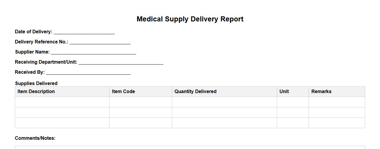 Medical supply delivery report template with signatures image preview