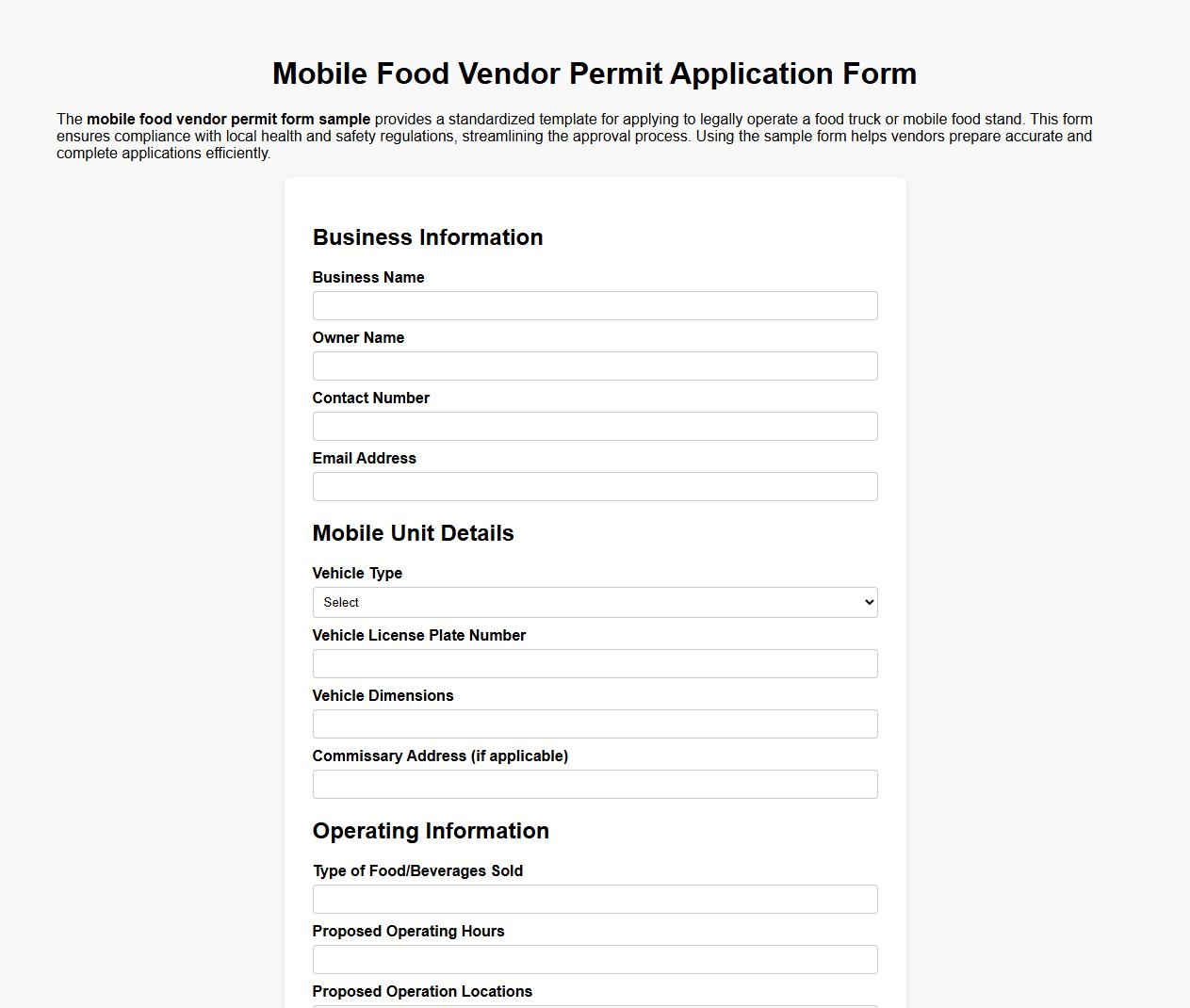 mobile food vendor permit form sample image preview