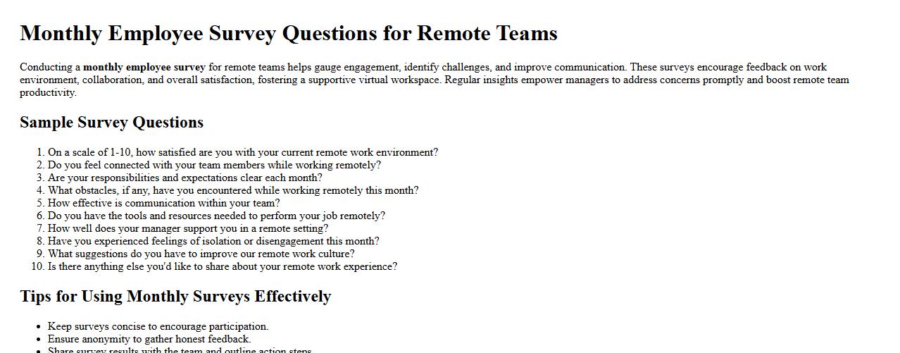 Monthly employee survey questions for remote teams image preview