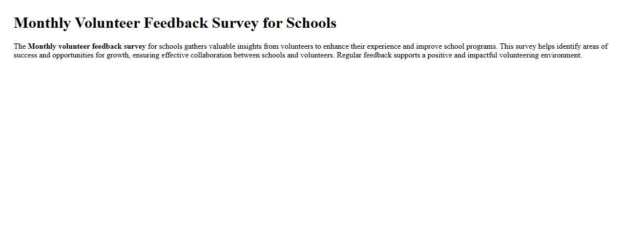 Monthly volunteer feedback survey for schools image preview