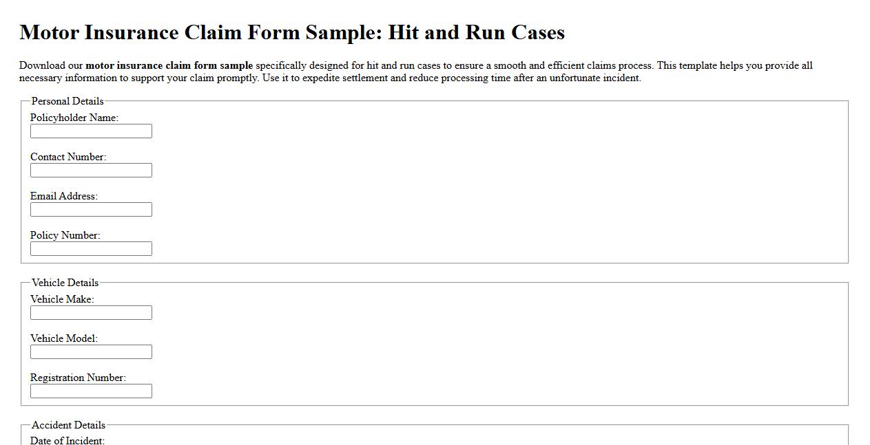 Motor insurance claim form sample for hit and run cases image preview