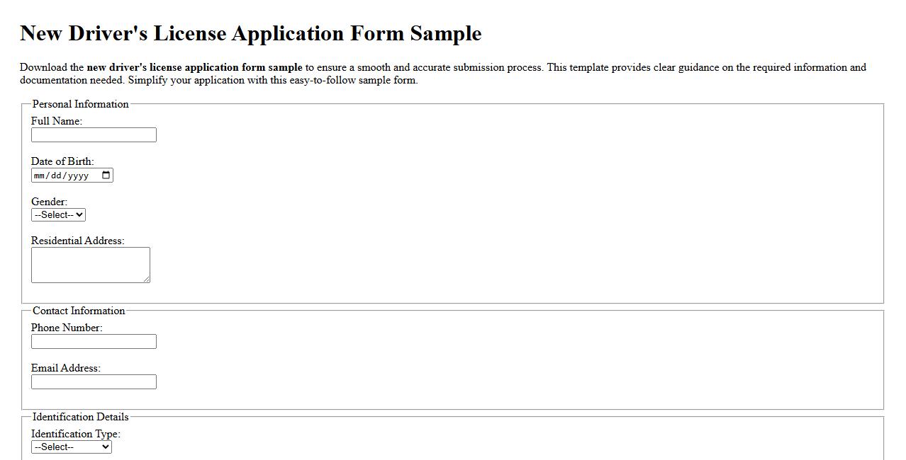 new driver's license application form sample image preview