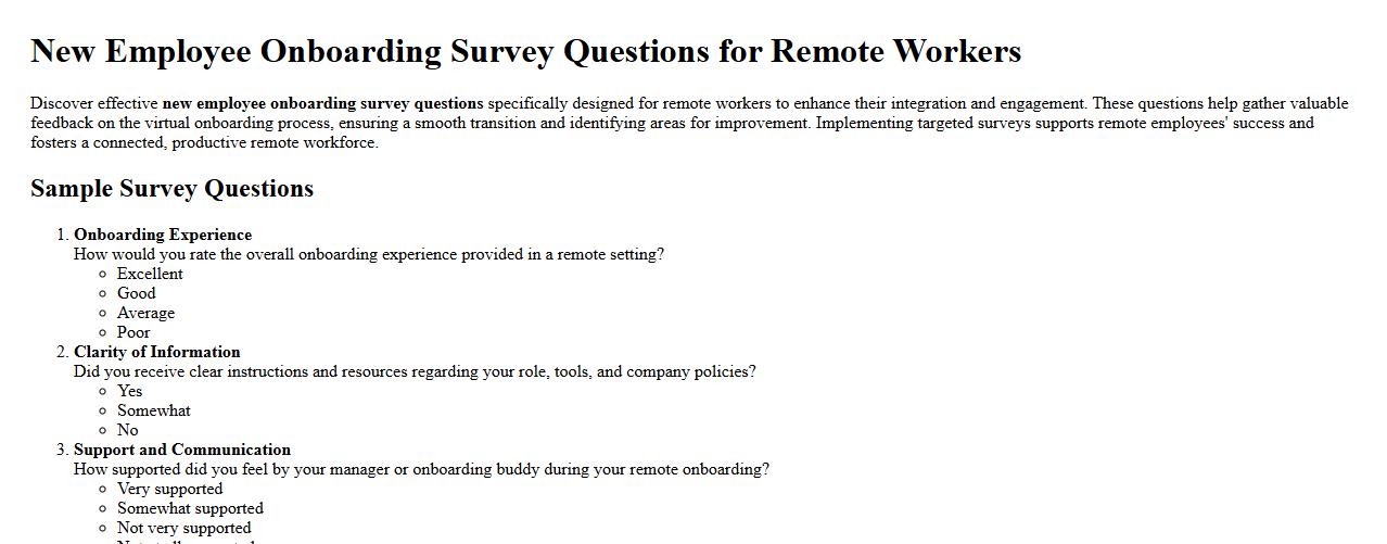 New employee onboarding survey questions for remote workers image preview