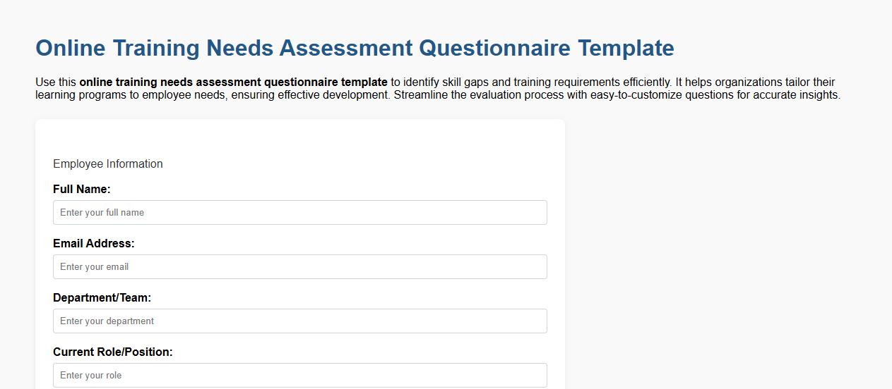 online training needs assessment questionnaire template image preview