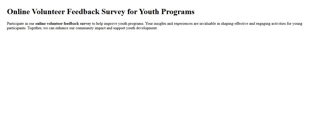 Online volunteer feedback survey for youth programs image preview
