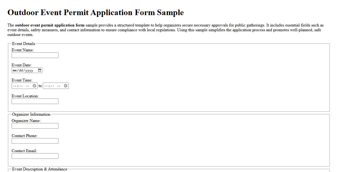 outdoor event permit application form sample image preview