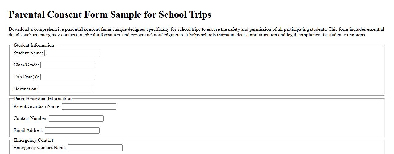 Parental consent form sample for school trips image preview