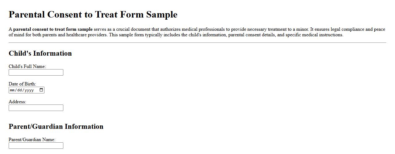 parental consent to treat form sample image preview