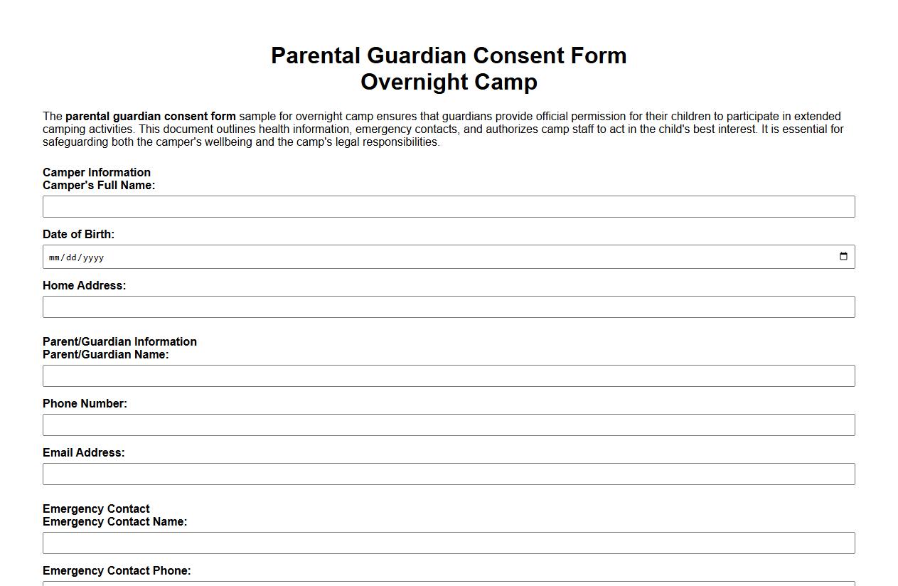 parental guardian consent form sample for overnight camp image preview