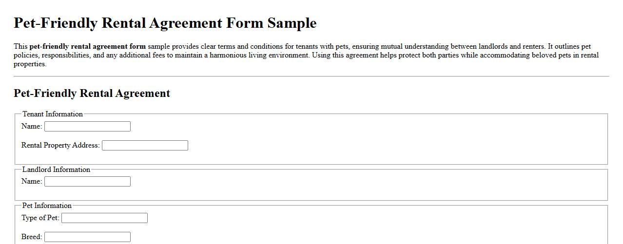 Pet-friendly rental agreement form sample image preview