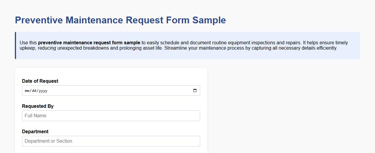 Preventive maintenance request form sample image preview