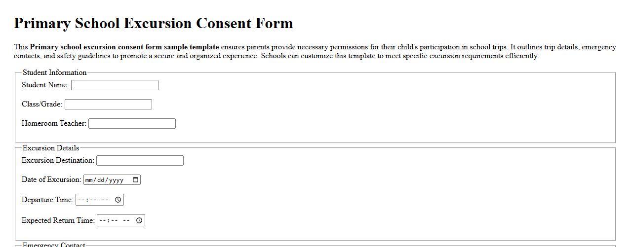 Primary school excursion consent form sample template image preview