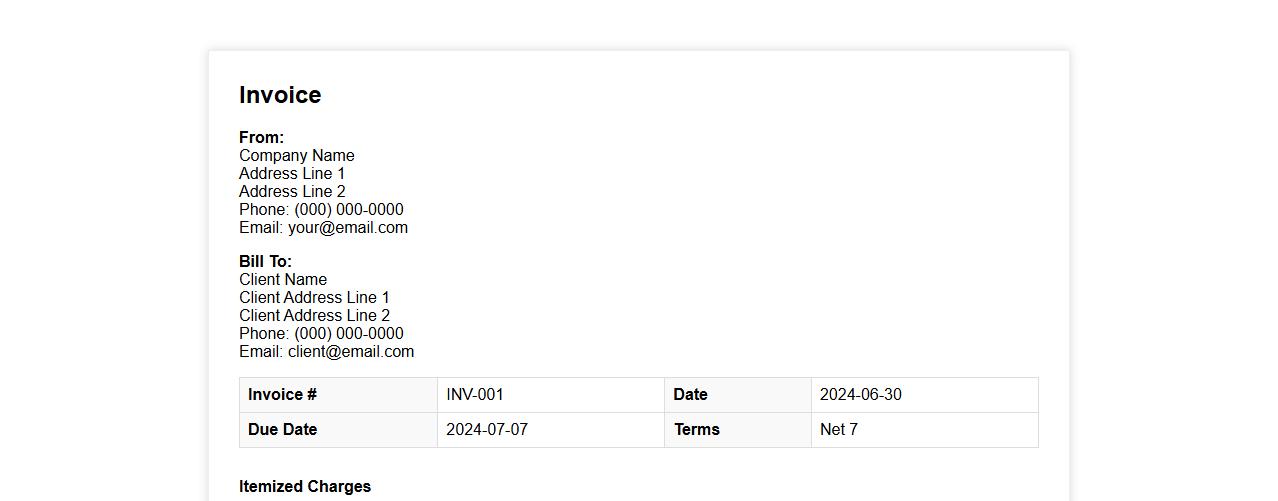 Printable basic invoice form sample template image preview