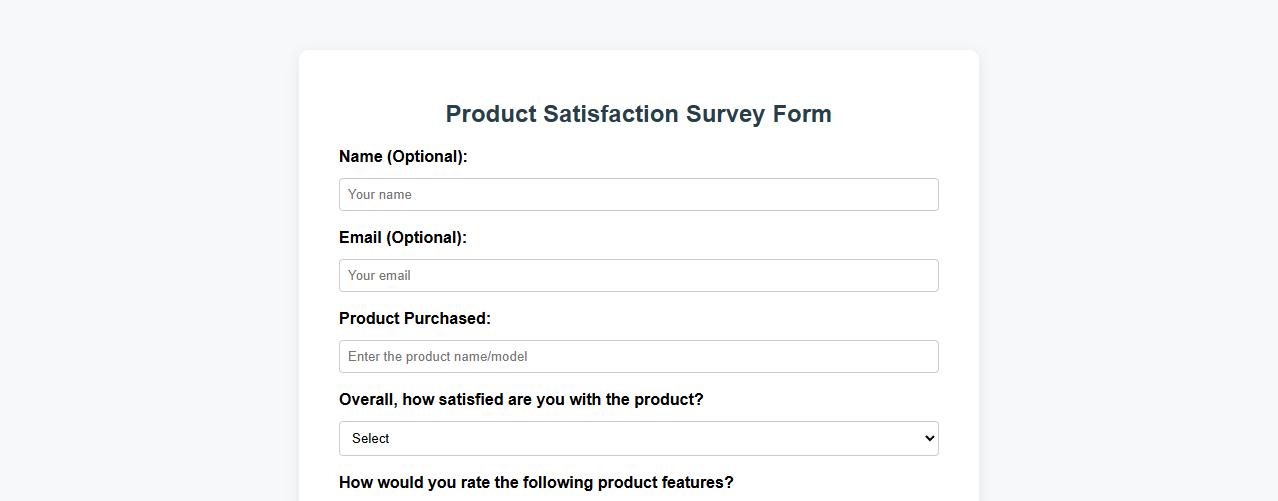 product satisfaction survey form sample with customer feedback section image preview