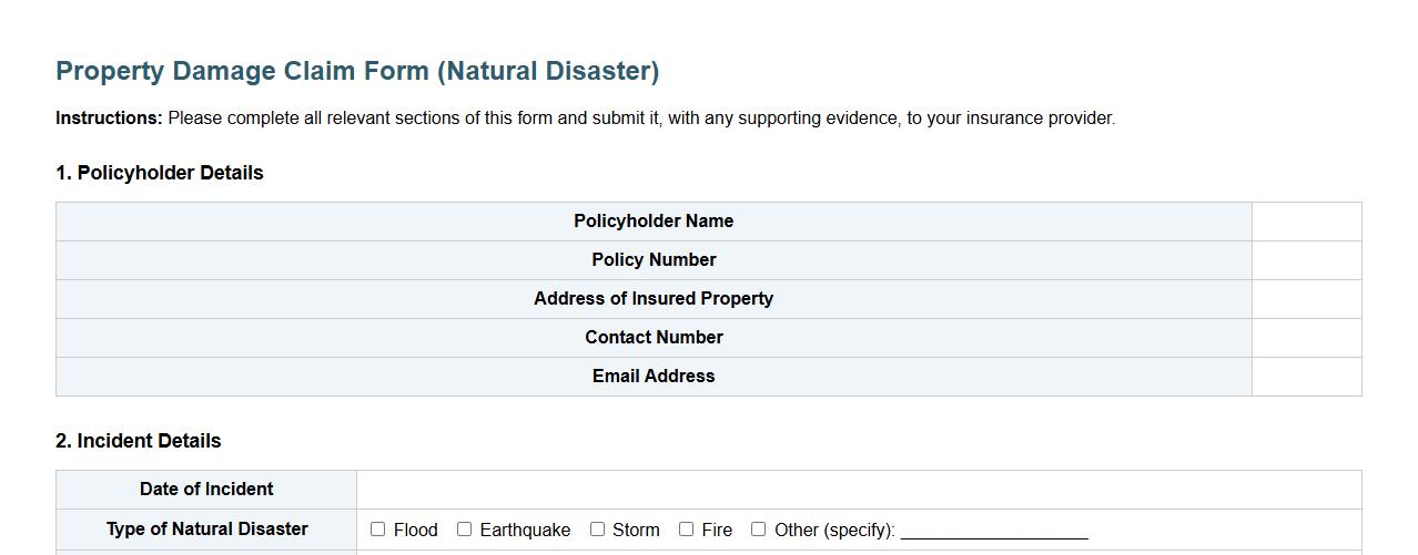 property damage claim form sample due to natural disaster image preview