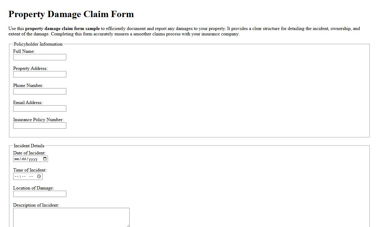 property damage claim form sample image preview