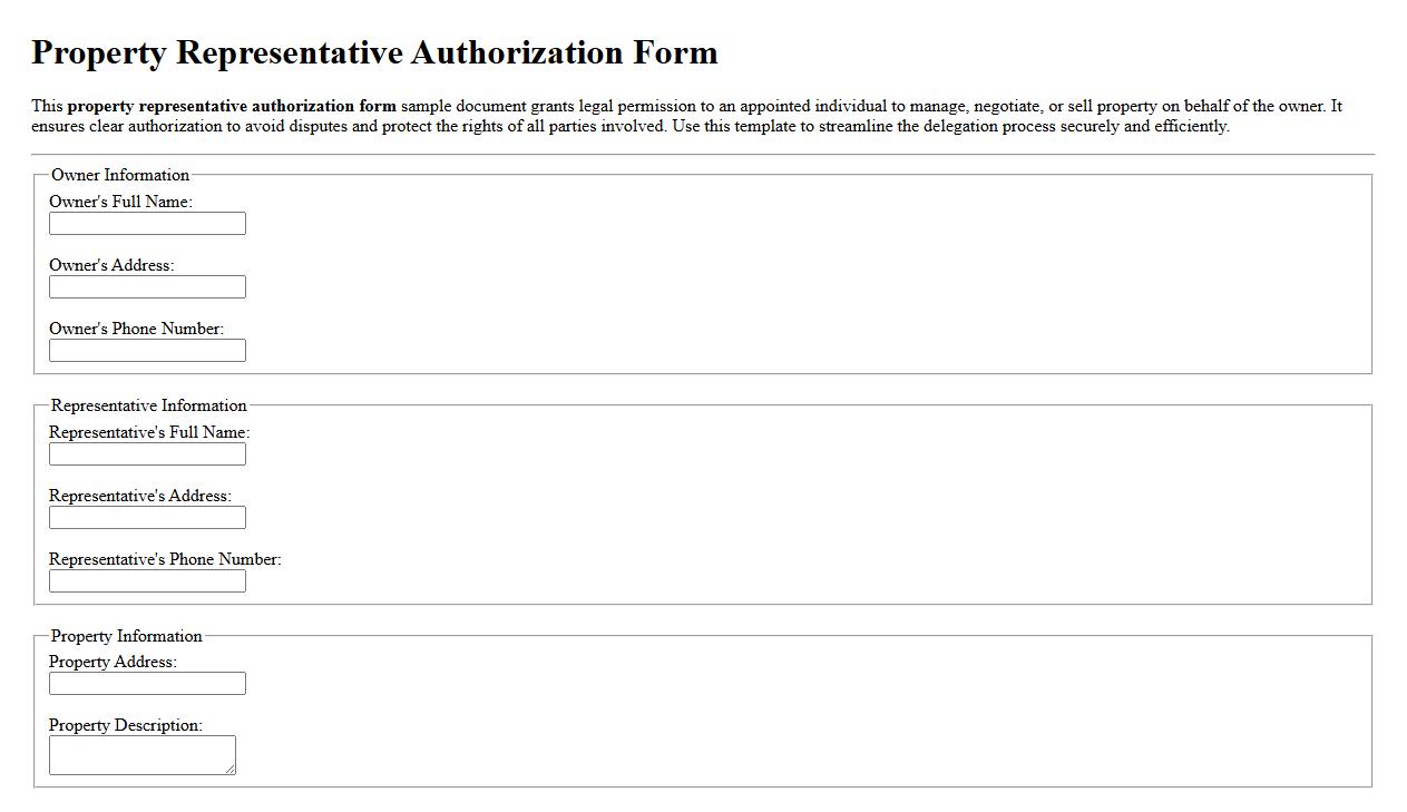 property representative authorization form sample document image preview