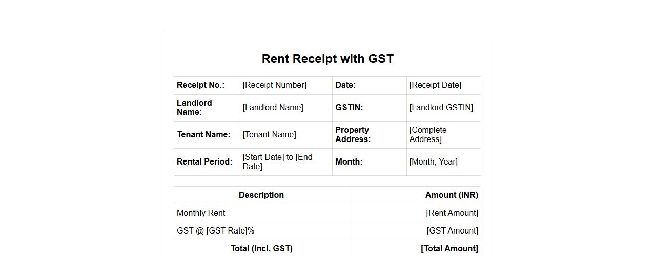 Rent receipt with GST for landlords image preview