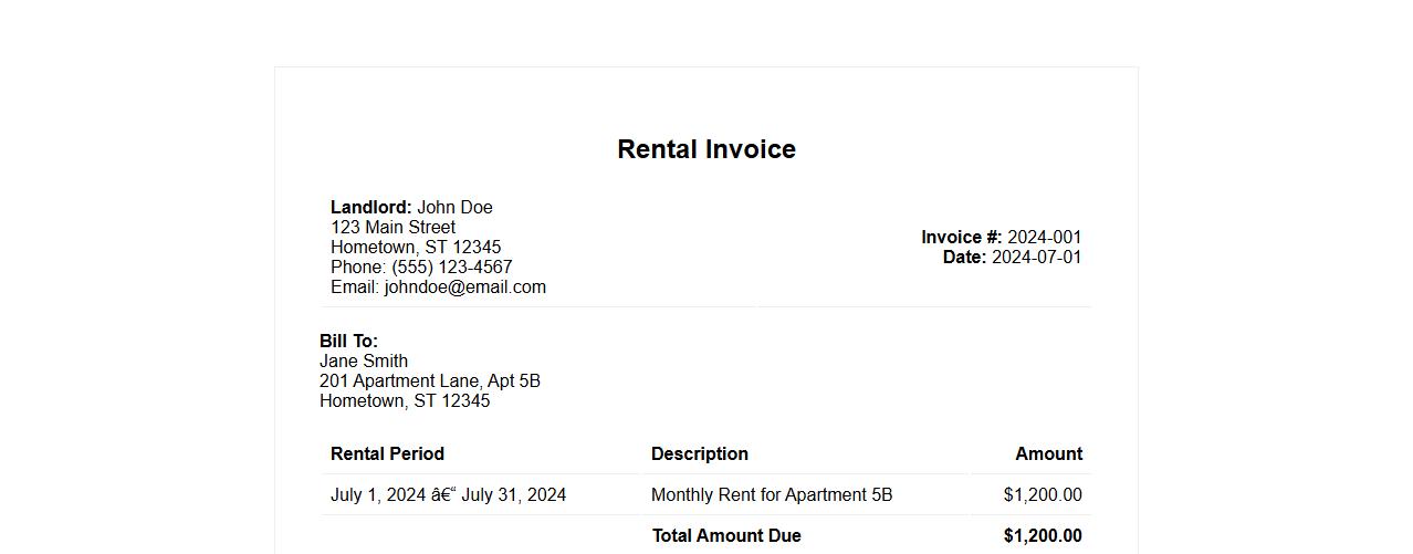 rental invoice example for individual landlord image preview