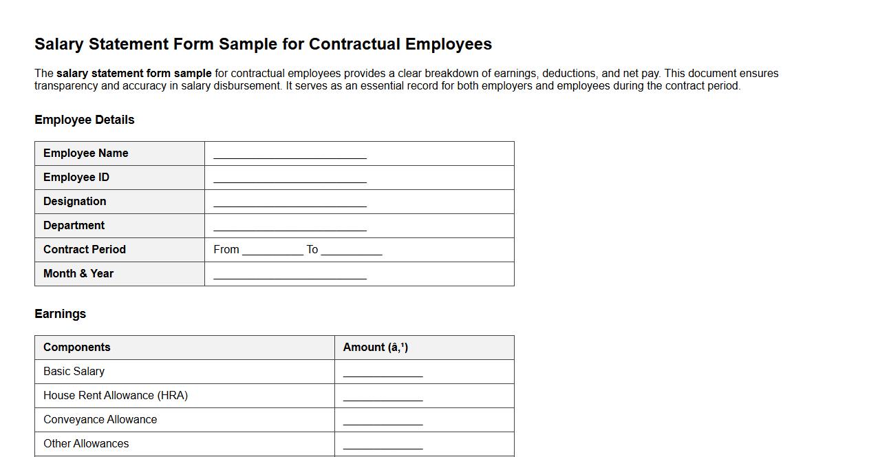 salary statement form sample for contractual employees image preview