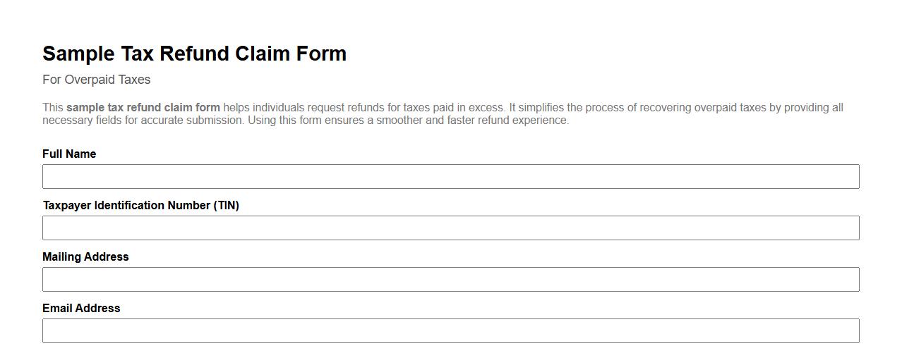 sample tax refund claim form for overpaid taxes image preview