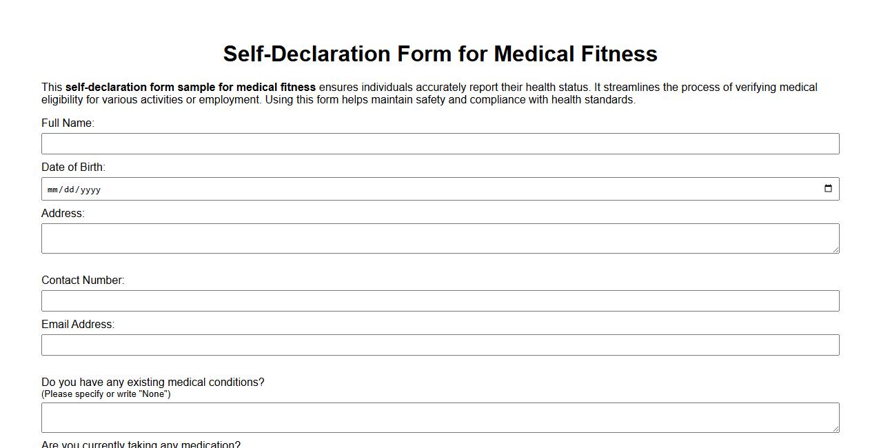 self-declaration form sample for medical fitness image preview