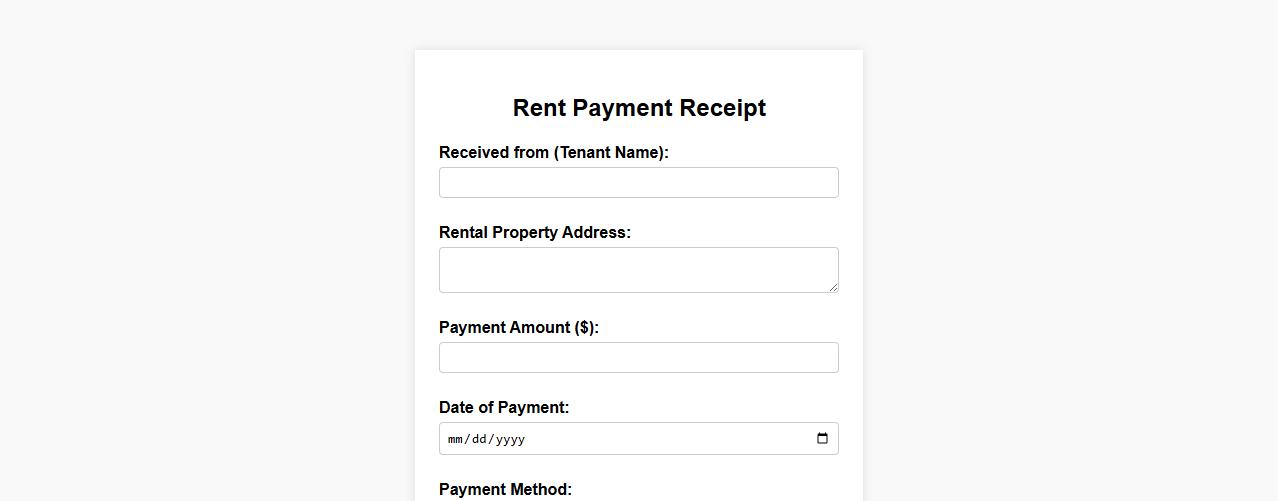 simple general receipt form sample for rent payment image preview