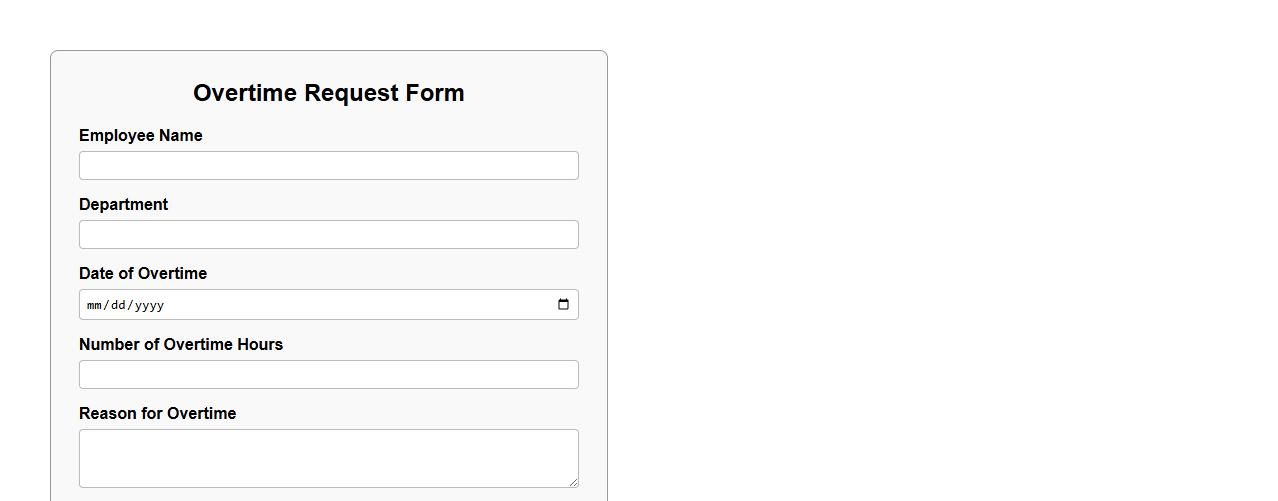 simple overtime form sample with supervisor signature image preview