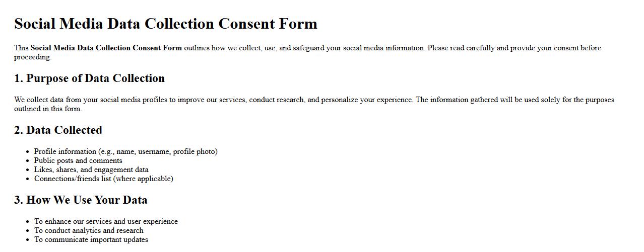 social media data collection consent form example image preview