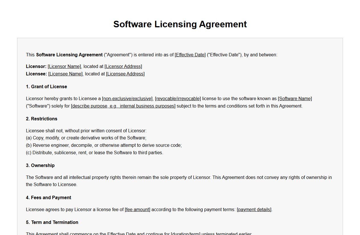 software licensing agreement contract form sample image preview