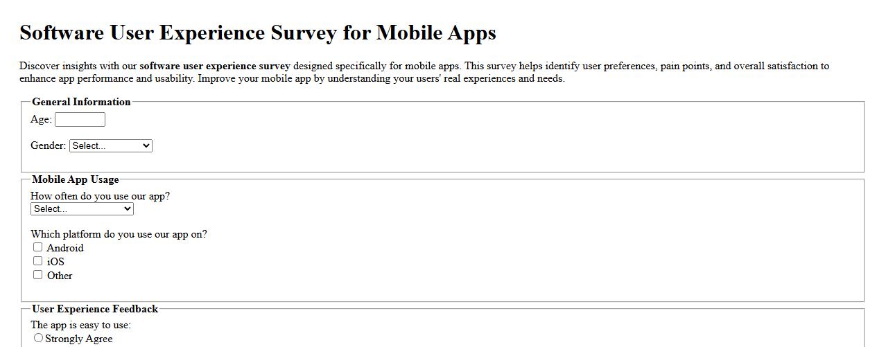 software user experience survey for mobile apps image preview