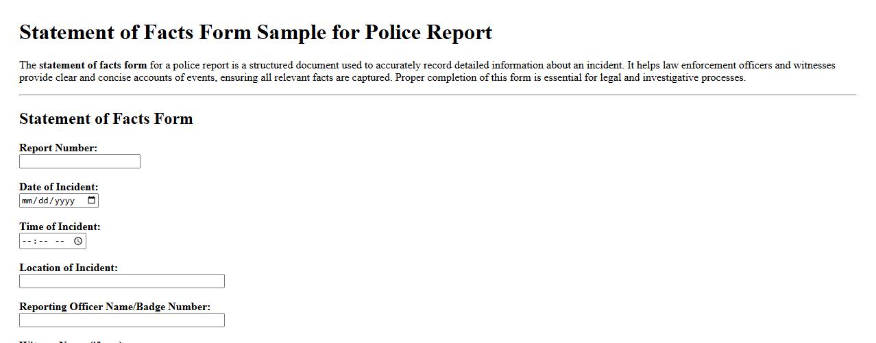 statement of facts form sample for police report image preview
