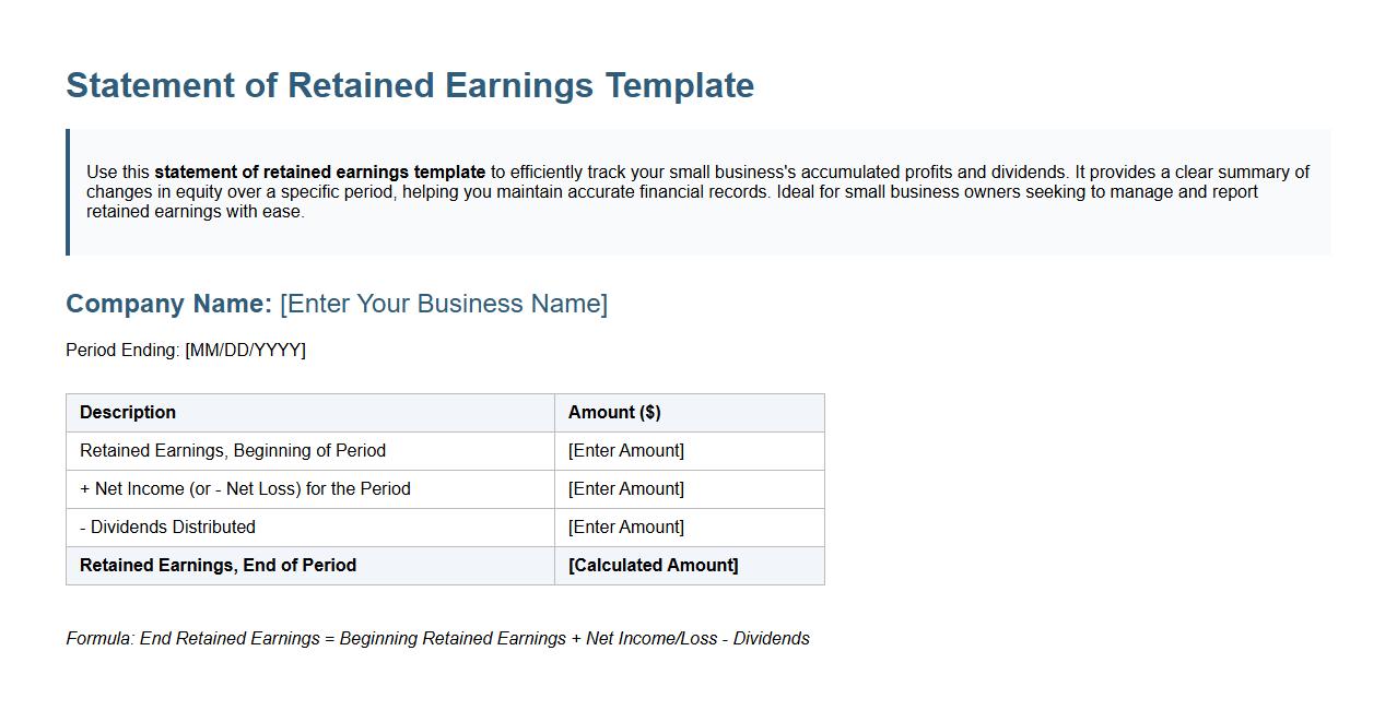 statement of retained earnings template for small business image preview