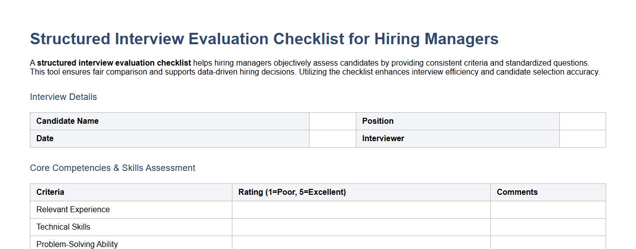 Structured interview evaluation checklist for hiring managers image preview