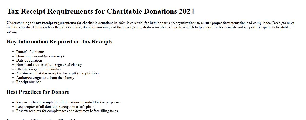 tax receipt requirements for charitable donations 2024 image preview