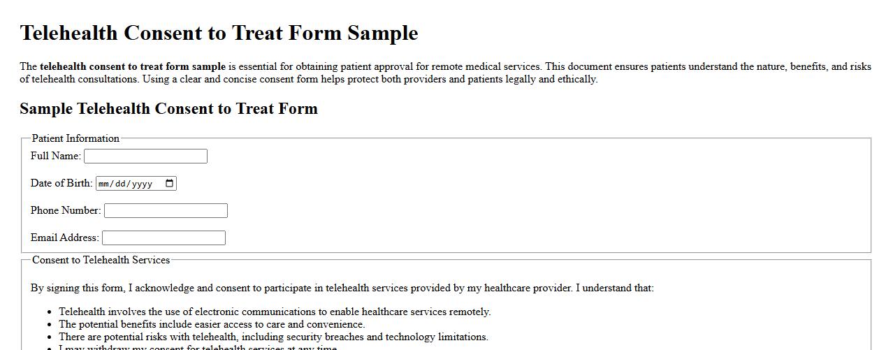 telehealth consent to treat form sample image preview